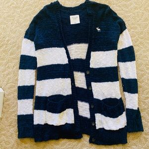 A&F navy and white striped sweater